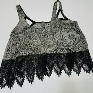 L Paisley Sheer Free People Crop Top